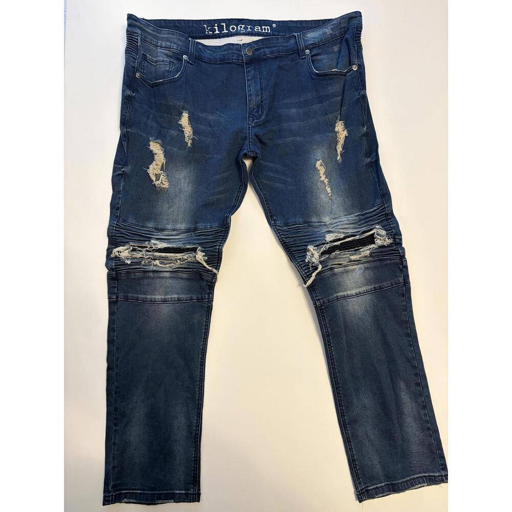 Kilogram Men's Distressed Moto Biker Jeans (Size 44x32)